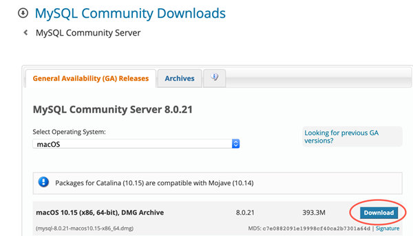 macOS MySQL Community Server Download